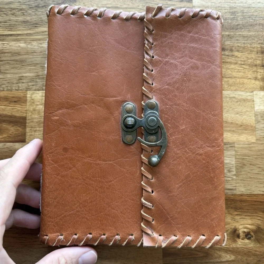 Vintage Leather Journal Diary Notebook Handmade 8X6 Safety Lock Crafted READ